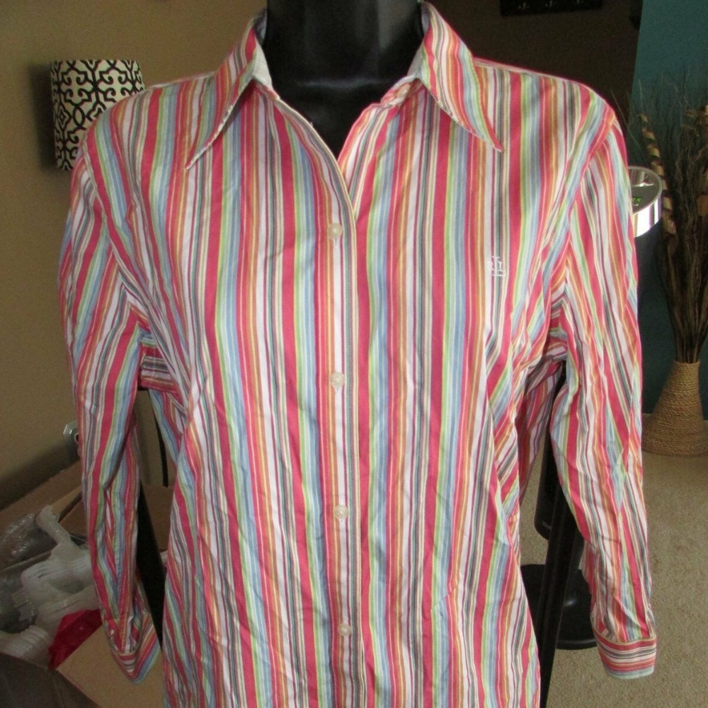 LAUREN BY RALPH LAUREN LONG SLEEVE BUTTON DOWN